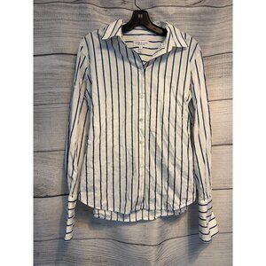 Derek Lam Denim Striped Button-Up Shirt W/ Belt Size M